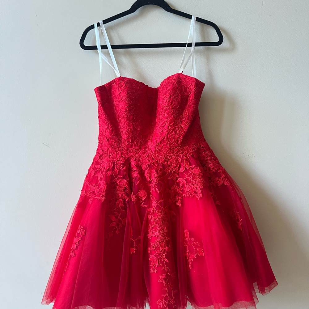 Jovani Red Sweetheart Fit and Flare Dress